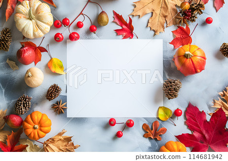 Top view of white paper on a table 114681942