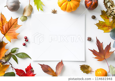 Top view of white paper on a table 114681948