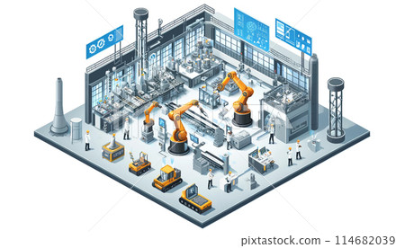 機器手臂在工廠工作 機器手臂在工廠工作 114682039