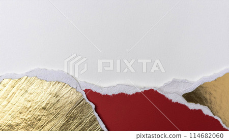 撕碎的日本紙、日本圖案和布料的拼貼畫 撕碎的日本紙、日本圖案和布料的拼貼畫 114682060