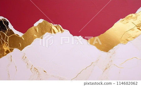 撕碎的日本紙、日本圖案和布料的拼貼畫 114682062