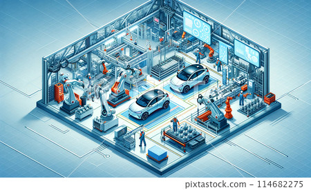 Isometric image of a car factory 114682275
