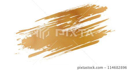 Gold Brush Texture with Halftone Effect Isolated on White Background. Brush Stroke Illustration for Banner, Poster, or Sports. Scratch and Texture Elements For Design Gold Brush Texture with Halftone Effect Isolated on White Background. Brush Stroke Illustration for Banner, Poster, or Sports. Scratch and Texture Elements For Design 114682896