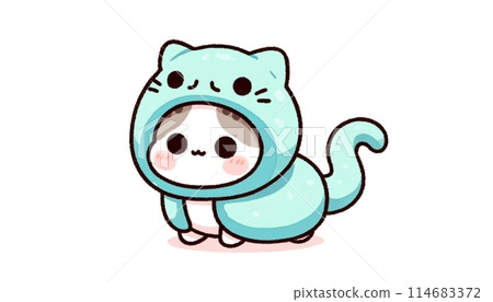 Illustration of a cat dressed as a snake 114683372