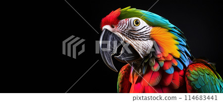 Beautiful Multi-colored Parrot with Bright Colors Looking at Camera - Generative Ai 114683441