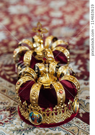 two wedding crowns in the church two wedding crowns in the church 114683619