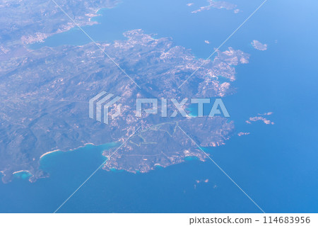 Plane Window View, Aircraft Fly Landscape, Looking from Plane Cabin, Plane Window Aerial View Plane Window View, Aircraft Fly Landscape, Looking from Plane Cabin, Plane Window Aerial View 114683956