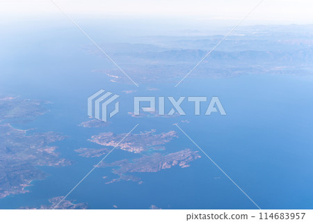 Plane Window View, Aircraft Fly Landscape, Looking from Plane Cabin, Plane Window Aerial View Plane Window View, Aircraft Fly Landscape, Looking from Plane Cabin, Plane Window Aerial View 114683957