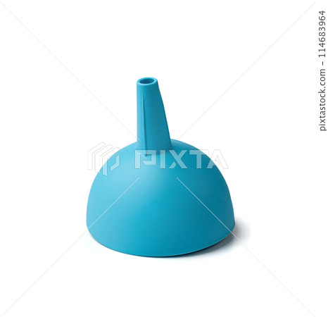 Plastic Funnel Isolated, Kitchen Utensil, Equipment, Blue Plastic Funnel 114683964