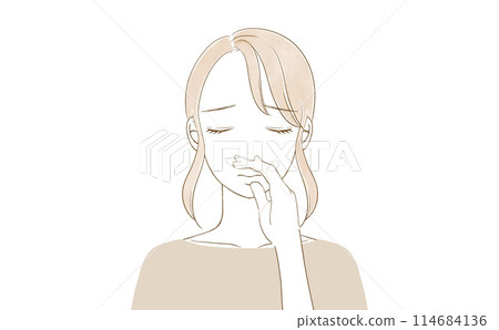 A woman suffering from a cold A woman suffering from a cold 114684136