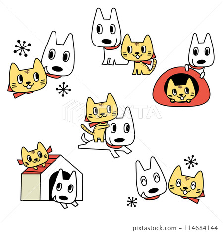 狗和貓的插圖集 114684144