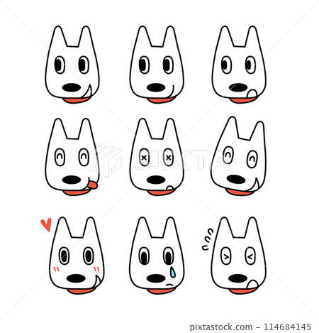 各種表情的狗臉插圖集 114684145