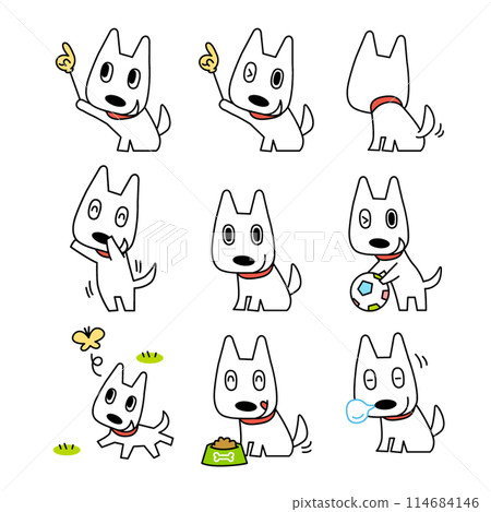 各種場景中的狗插圖集 1 各種場景中的狗插圖集 1 114684146