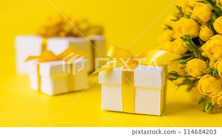 Yellow rose bouquet and gift 2 114684203