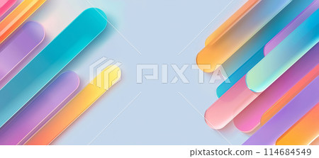 Abstract Background with Bright Multicolored 3D Glass Diagonal Shapes 114684549