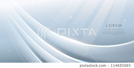 Luxury grey and white curved lines background and lighting effect sparkle. 114685065