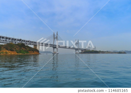 [岡山縣] 從瀨戶大橋觀光船上看到的瀨戶大橋 114685165