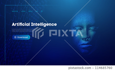 Artificial intelligence, smart network digital technology. Information artificial neural network technology concept. Smart learning and Data science. 114685760