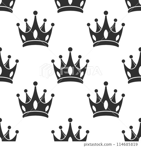 Seamless pattern of royal crowns. Silhouettes of crowns on a white background. Print, textile, wallpaper 114685819