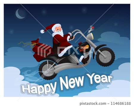 Santa Claus on the bike cartoon vector illustration Santa Claus on the bike cartoon vector illustration 114686188