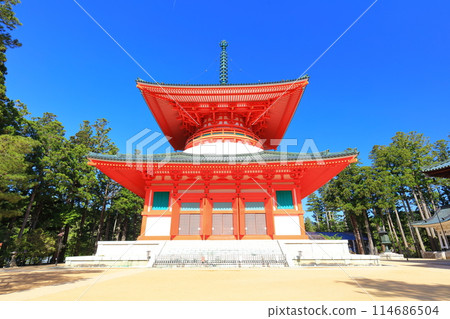 [Wakayama Prefecture] The Konpon Daito of Danjo Garan at Mt. Koya on a clear day 114686504