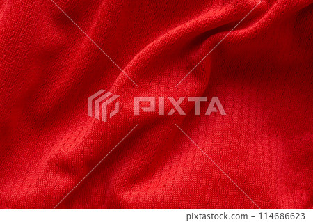 Red sports clothing fabric football shirt jersey texture background Red sports clothing fabric football shirt jersey texture background 114686623