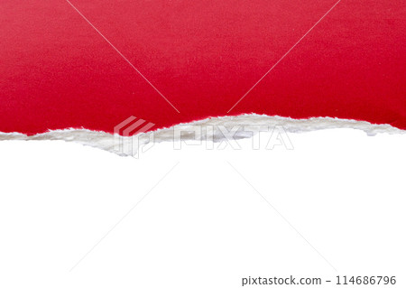 Red ripped paper torn edges strips isolated on white background Red ripped paper torn edges strips isolated on white background 114686796