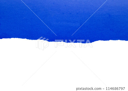 Blue ripped paper torn edges strips isolated on white background Blue ripped paper torn edges strips isolated on white background 114686797