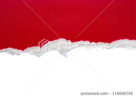 Red ripped paper torn edges strips isolated on white background Red ripped paper torn edges strips isolated on white background 114686798