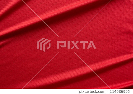 sports clothing fabric football jersey texture top view red color 114686995