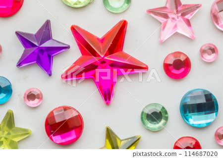 jewelry sticker decorated on white paper background 114687020