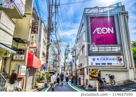 Urban landscape of Shibuya Ward, Tokyo: Sangubashi Station 114687090