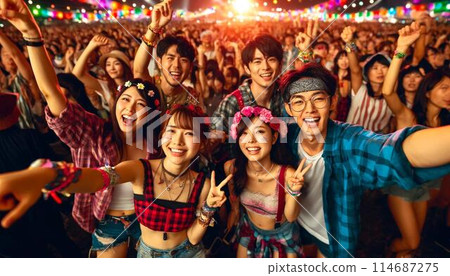 Japanese people get excited at live shows 114687275