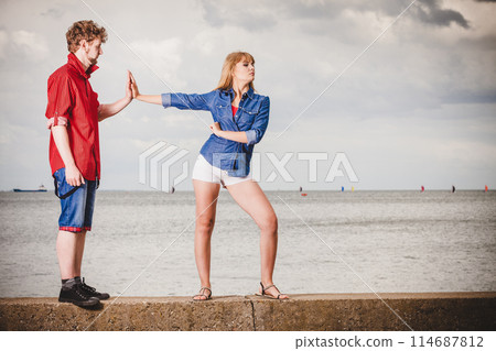 Conflicted couple. Relationship problem. 114687812
