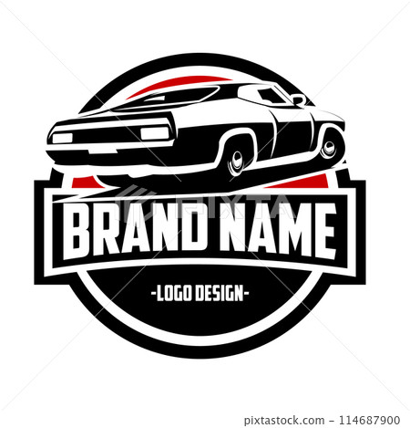 Silhouette of 1973 Ford car. 1969 legendary muscle car vector design. isolated white background view. Best for its incredible speed, for logos, badges, emblems, icons, sticker designs. Silhouette of 1973 Ford car. 1969 legendary muscle car vector design. isolated white background view. Best for its incredible speed, for logos, badges, emblems, icons, sticker designs. 114687900