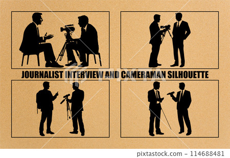 Cameraman silhouette journalists,Journalist are interviewing, silhouette. Cameraman silhouette journalists,Journalist are interviewing, silhouette. 114688481