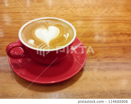 Cafe latte, latte art, background material, heart 114688806