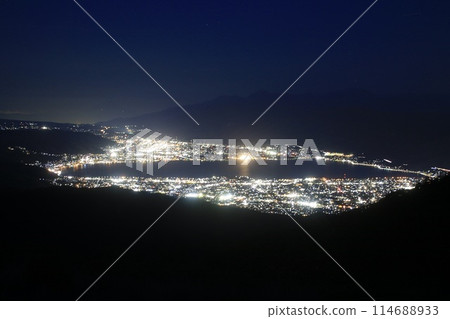 View and night view from Takabocchi Plateau (Okaya City, Shiojiri City, Nagano Prefecture) View and night view from Takabocchi Plateau (Okaya City, Shiojiri City, Nagano Prefecture) 114688933