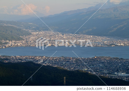 View from Takabocchi Plateau (Okaya City, Shiojiri City, Nagano Prefecture) 114688936