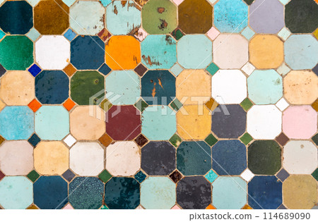 Color Tiles Background, Colored Stone Flooring, Retro Mosaic Tile, Vintage Terrazzo Wall Color Tiles Background, Colored Stone Flooring, Retro Mosaic Tile, Vintage Terrazzo Wall 114689090