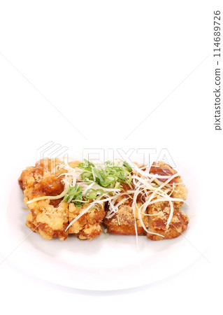 炸雞 Tatsuta 雞肉菜明亮的背景 114689726