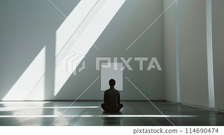 Abstract concept, man in light and shadows, psychology concept 114690474