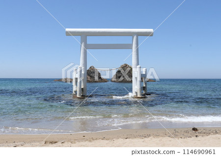 Meoto Iwa Rocks inside the Torii Gate Meoto Iwa Rocks inside the Torii Gate 114690961