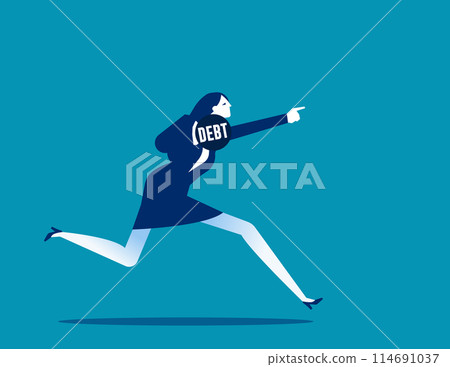 Shot put throwing debt weight away. Business loan or mortgage vector concept 114691037