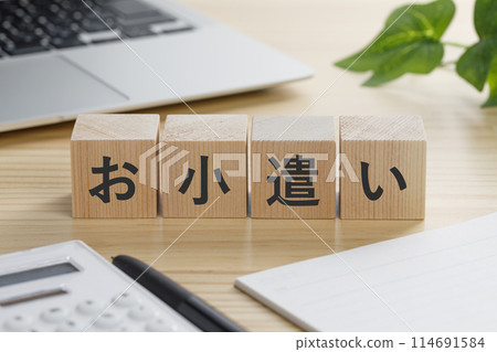 一塊積木，上面寫著零用錢 114691584