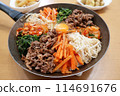Bibimbap made in a frying pan 114691676