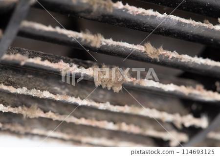 Dirt, mold, and dust on the air conditioner fan Dirt, mold, and dust on the air conditioner fan 114693125