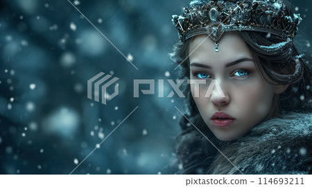 Snow queen with a regal gaze. 114693211