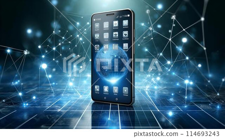 Image of smartphone and network 114693243