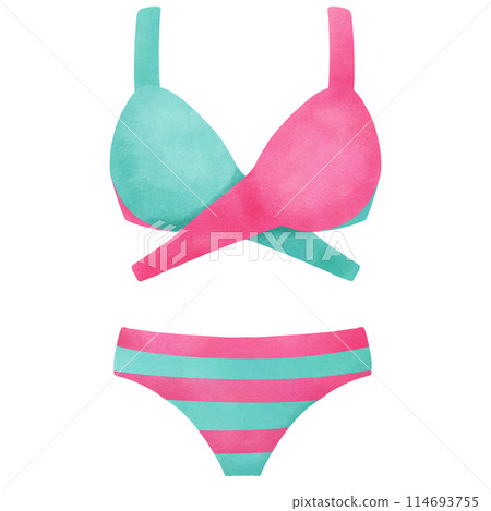 Summer two piece bikini swimsuit, pink green 114693755